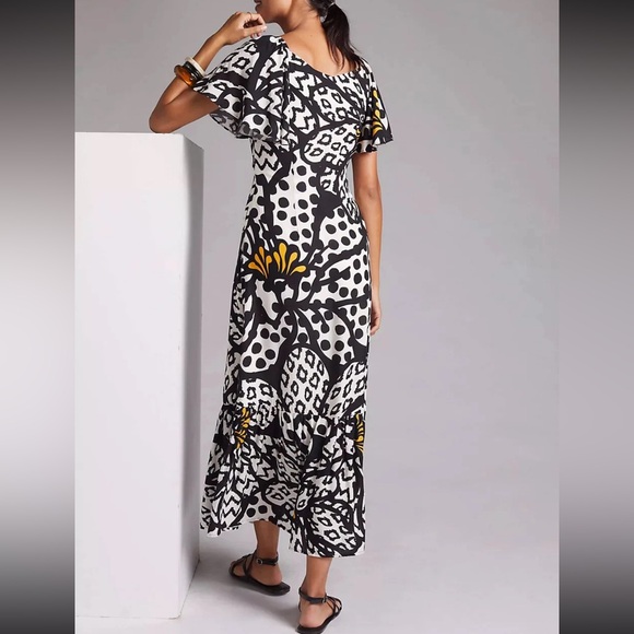 Anthropologie Farm Rio Flutter-Sleeved Maxi Dress size Small Petite - Picture 2 of 10